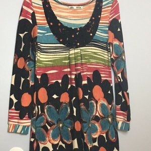 SOLITAIRE Floral Fleece Boho Hippy Tunic Dress